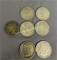 7 Silver Dollars.. 2 Morgan Dollars. 1890,