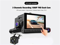 1080P dash cameras, 4 inch screen, 3 lens card