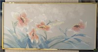Large Floral Signed Oil On Canvas Painting 60x30"