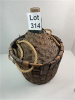 Vintage Wicker Glass Bottle w/basket