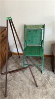 Artist Easel, Painted Wood Folding Chair