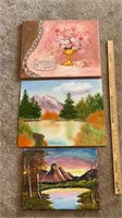3 Hand Painted Pictures on Canvas by Pat Burgett