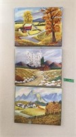 3 hand painted canvas paintings by Pat Burgett