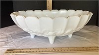 Large White Oval Footed Fruit Bowl