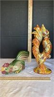 2 Ceramic Roosters (one has chip)