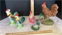 4 Rooster Decor ( one head glued)