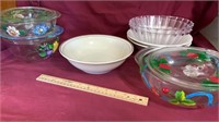 Handpainted Clear Pyrex (3),Bowls