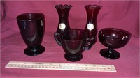 Anchor Hocking Royal Ruby Vases, one has crack,