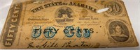 RARE 1800s U.S. CONFEDERATE BANK NOTE ALABAMA