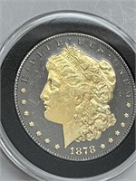 RARE 1878 S US MORGAN SILVER DOLLAR w/ GOLD COIN