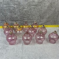 Lot of 12 Pink Glass Pegged Candle Votives