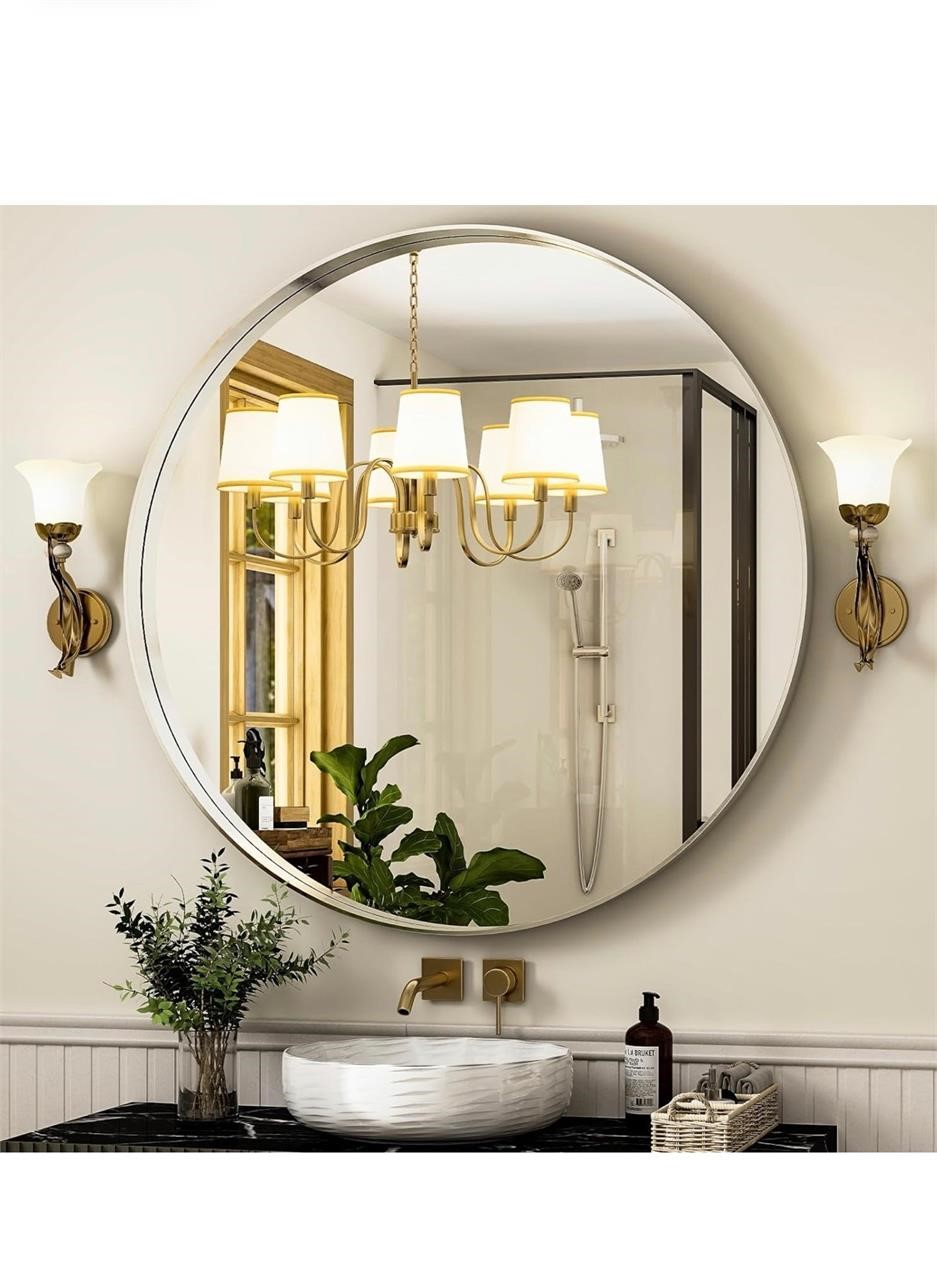 Easly 24 Inch Round Bathroom Mirror - Wall Mounted