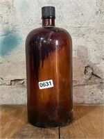 (1) ANTIQUE BROWN GLASS ONE GALLON MEDICAL JAR