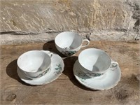 (3) VTG. CHINA TEA CUPS AND SAUCERS