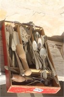 (1) FLAT OF LOTS OF FLATWARE,AND KITCHEN UTENCILS