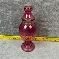 Vintage Cranberry Apothecary with lid