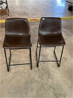 2- leather bar stool chairs