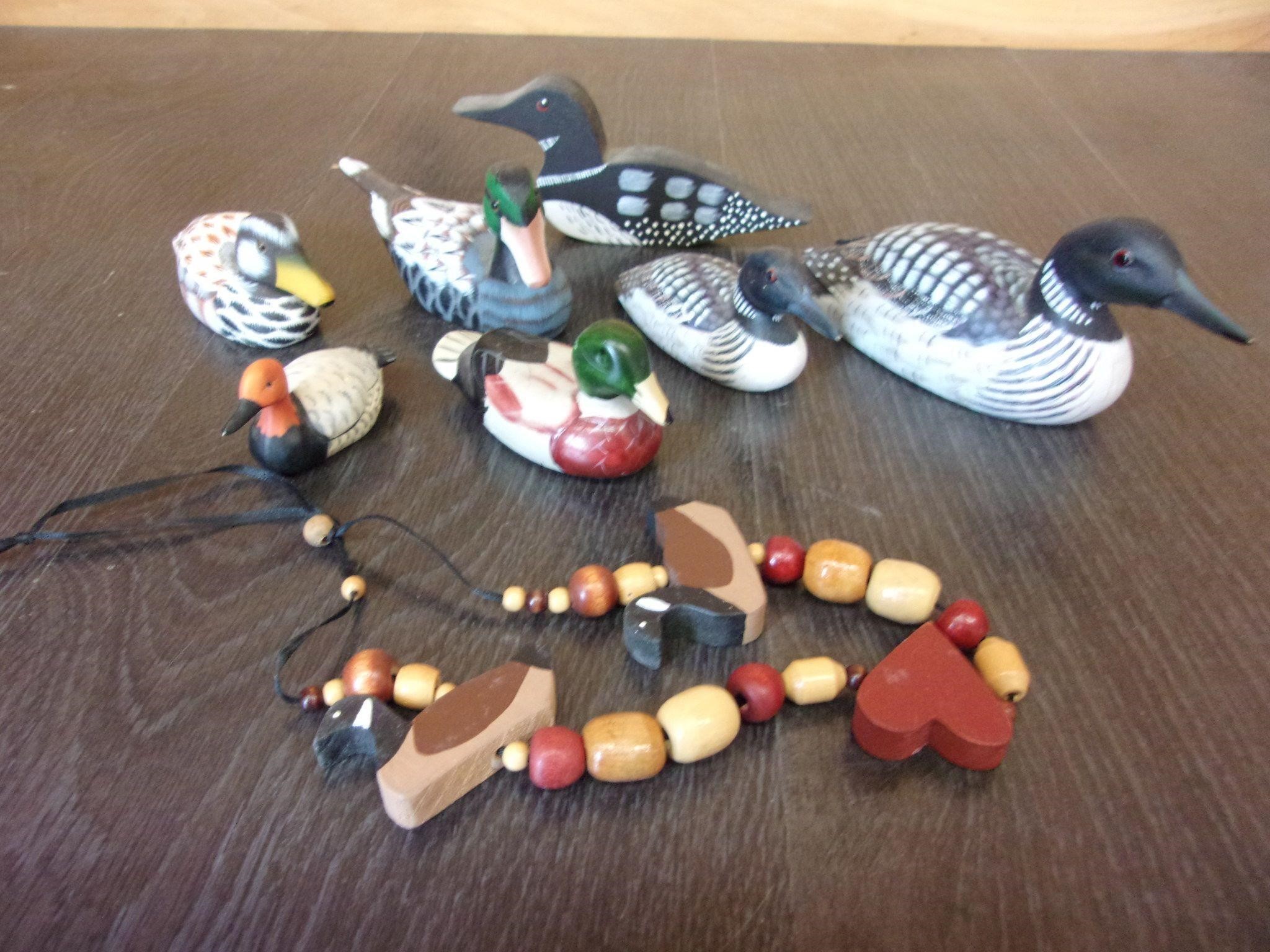 signed loon carved decorative duck lot