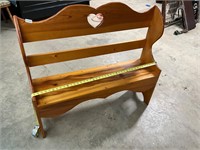 Wood Oak bench with heart design