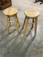 2- light oak bar stools