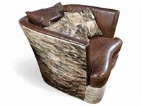 Leather & Cowhide Swivel Chair by Massoud