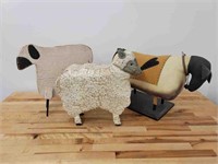 Lot of 3 Folk Art Sheep Statues