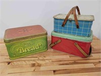 Lot of 3 Vintage Tin Litho Lunch Boxes