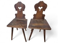 Pair of 18th C. Brettstuhl Chairs / Stools