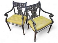 Pair of 20th C. Cast Iron Garden Chairs
