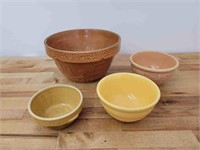 4pc Early 20th C. Stoneware Mixing Bowls