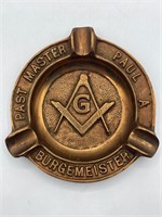 Vintage Brass Masonic Lodge Master Ashtray