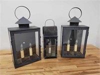 Lot of 3 Black Painted Barn Lanterns