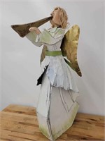 Large 35" T Carved & Painted Wooden Angel Figure