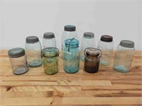 Lot of Antique Mason Jars - 10 pc