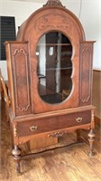 Antique China cabinet, lovely veneer and molded