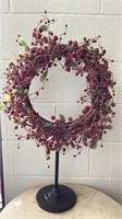 Berry wreath and adjustable height holder,