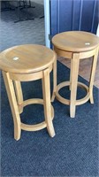 Pair swivel oak bar stools from Solid Woods