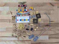 Lot of Military Insignia, Bars, and More
