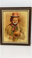 Original Clown painting, oil on canvas by 20th
