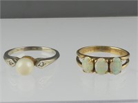 TWO 10K GOLD OPAL & OTHER RINGS - SIZE 5, 5.75