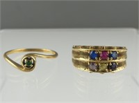 TWO 10K GOLD & STONE RINGS - SIZE 5.25, 5.75