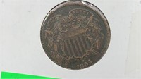 1864 Two Cents Large Motto, higher grade, strong