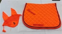 New Saddle Pad & Ear Bonnet Bright Orange
