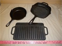 4pc Cast Iron - Griddle, Skillet, Press, Grill Pan
