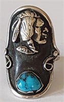 Vintage Native American Silver Portrait Ring