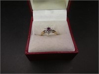 10 K - 14 K Yellow Gold Ruby & Diamond Ring Size 6