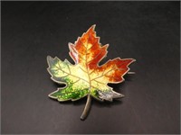 Sterling Silver Enamel Maple Leaf 2" Brooch
