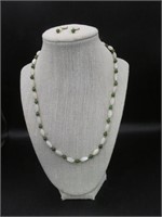 Jade & Mother Of Pearl Necklace & Earrings