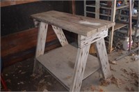 Wood Table & Saw Horses