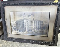 LARGE OLD PICTURE AND FRAME